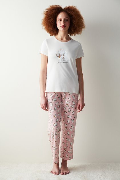 Joyful Pink Pants Pajama Set