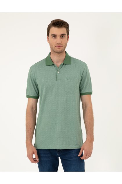 Khaki Regular Fit Buttoned Polo Collar T-Shirt 50288681-Vr027