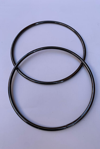 Metal Çift Halka Çanta Sapı - Siyah 13cm Çanta Aksesuarı