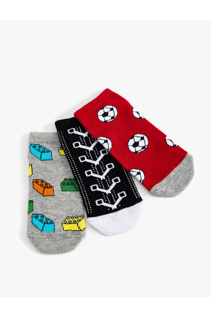 Patterned Booties Socks Set - 3-Piece