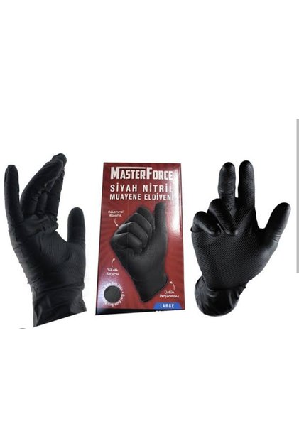 Master force eldiven lastik elden 1.sınıf kaliteli lastik eldiven siyah 50 adet