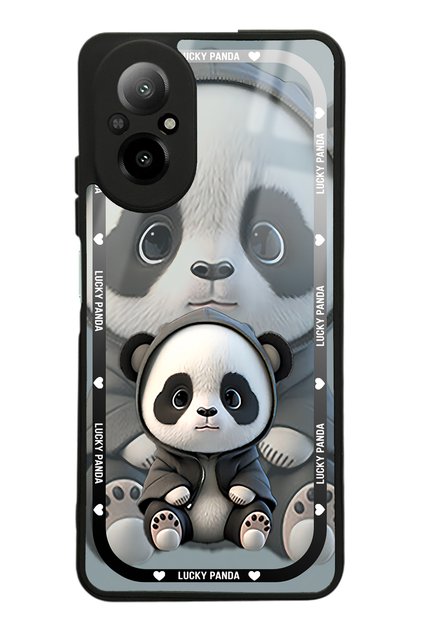 Glossy Phone Case for Oppo Realme 12 Lite White Lucky Panda Design
