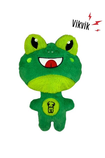 Green Frog Plush Dog Toy Vikvik Plush Dog Activity and Sleeping Companion with Sound
