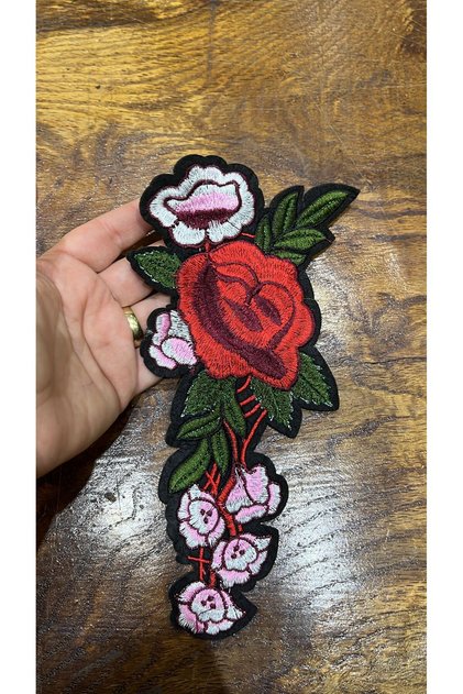 Embroidery Sticking with Iron with Flowered Embroidery Sewing Applique 22X12 cm