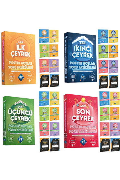 KR Akademi Yayınları LGS 1-2-3-4 Çeyrek Poster Notlar Soru