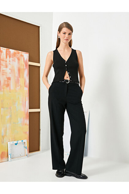 Koton Knitwear Vest V-Neck Buttoned- Trendyol