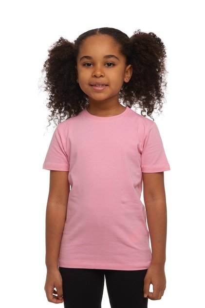 Pink Basic Unisex Kids Crew Neck Short Sleeve T-Shirt