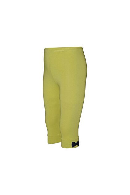 Oil Green Basic Girls' Bowknot Below-Knee Leggings Capri