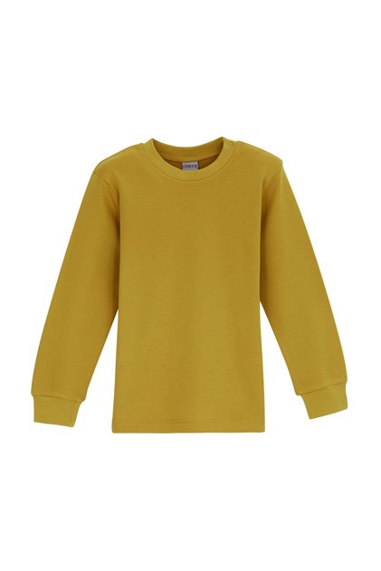 Mustard Basic Girls' Snap-Collar Winter Long Sleeve T-Shirt