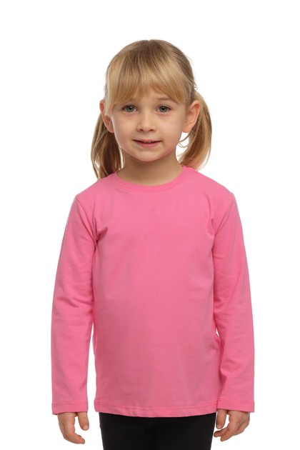 Candy Pink Basic Unisex Kids Seasonal Crew Neck Long Sleeve T-Shirt