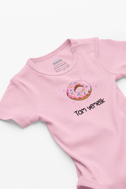 Donut Printed Organic Cotton Baby Bodysuit - 100% Cotton, Full Feeding, Snap-On Bodysuit Jumpsuit 5263-P