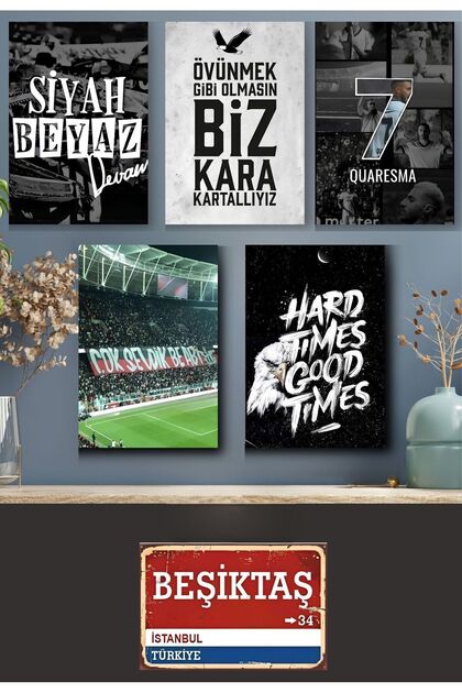 Kartal "Beşiktâş" Tablo Seti Altılı Set 1'Adet (20*30cm) + 5'Adet (10*15cm)