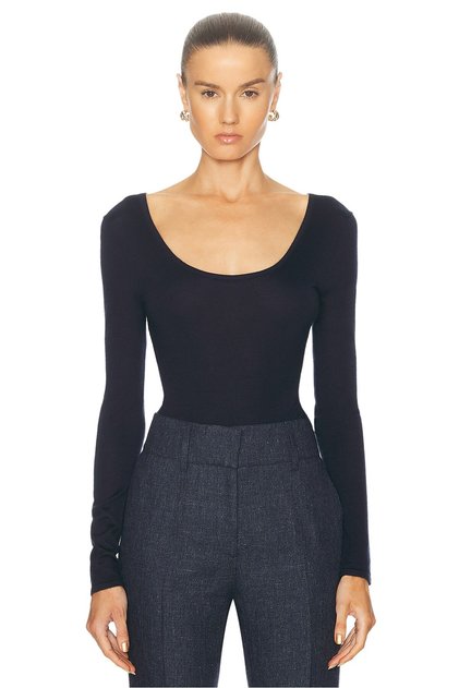 Women's U Neck Jarse Double Layer Bodysuit