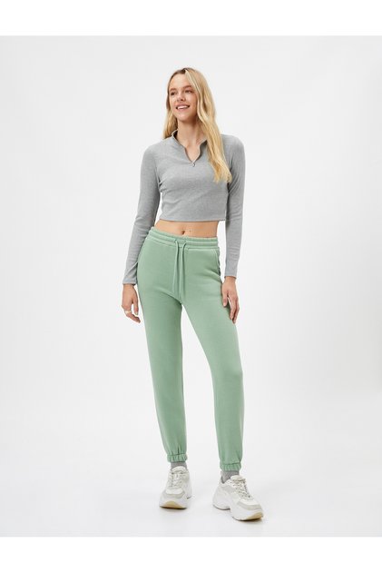 Şardonlu Jogger Eşofman Altı Beli Lastikli Bağcıklı Cep Detaylı