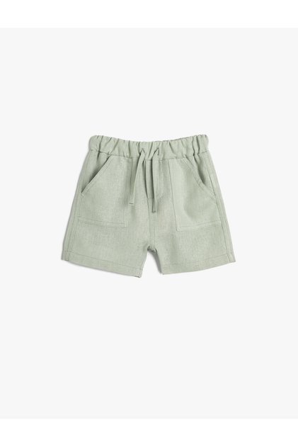 Linen Shorts with Tie Waist Pocket