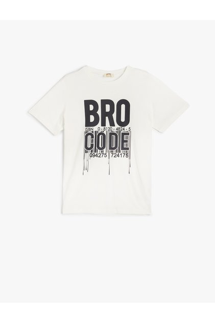 Cotton Short Sleeve T-Shirt - Crew Neck, Slogan Printed