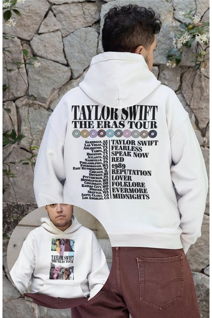 Unisex Taylor Swift the Eras Tour Back Printed Hooded Sweatshirt, Oversized Swift Printed Hoodie
