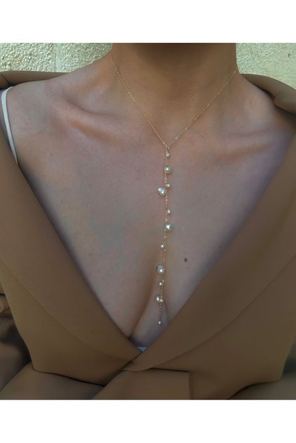 14k Altın Kaplama Barok İnci Detay Kolye