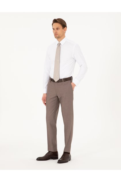 Light Brown Ex. Slim Fit Fabric Trousers 50296562-Vr002