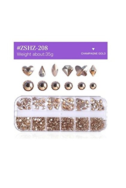 Venalisa 12 Model Tırnak Süsleme Taş Boncuk Nail Art ZSHZ-207