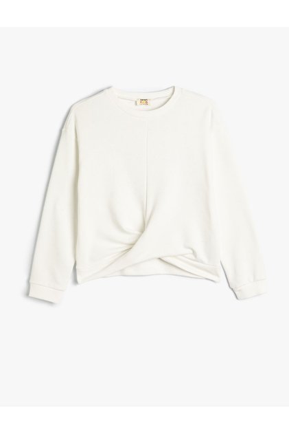 Basic Sweatshirt Long Sleeve Crew Neck Knot Detailed