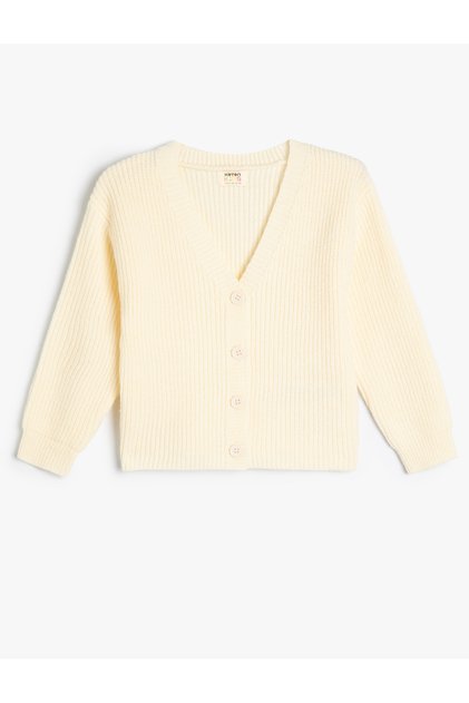 Basic Cardigan with V-Neck and Button Detail