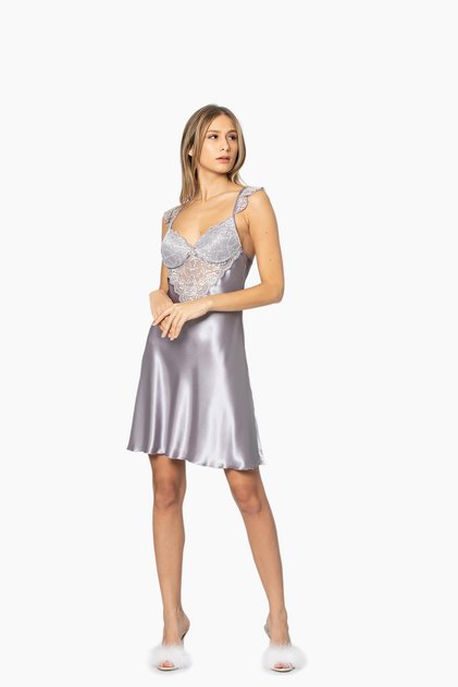 Satin Lace Women's Nightgown - 635 Royal