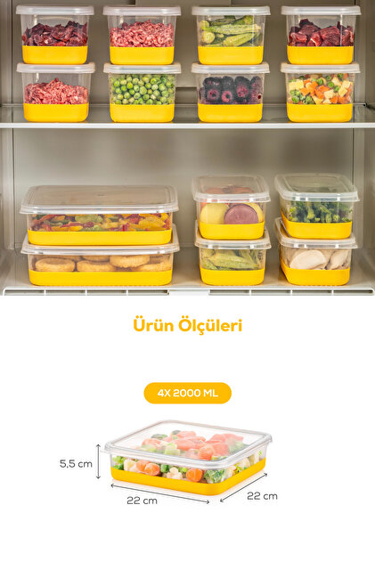 Vienev 4 Adet 2000 ml Yumuşak Tabanlı Derin Dondurucu - Difriz