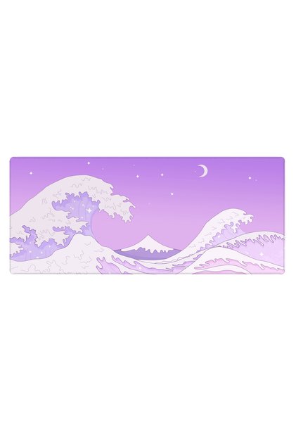 Gaming Mouse Pad 70x30 Xl Büyük Mor Dalgalar Oyuncu Mousepad