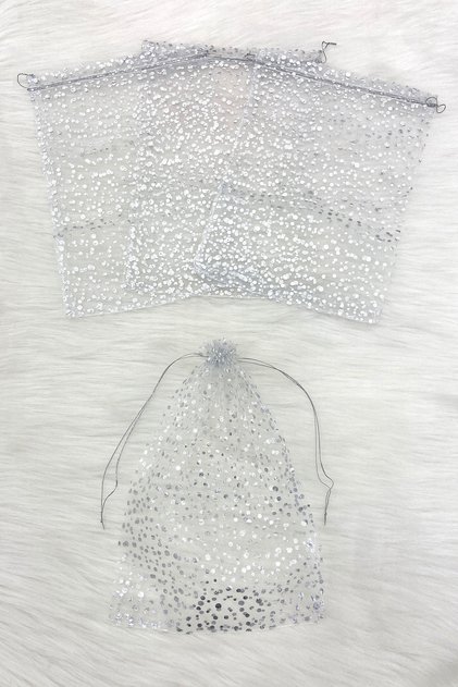 Silver Towel Slippers Prayer Rug Bundle Dowry Gift Pouch 5 Pieces Size 28X40Cm