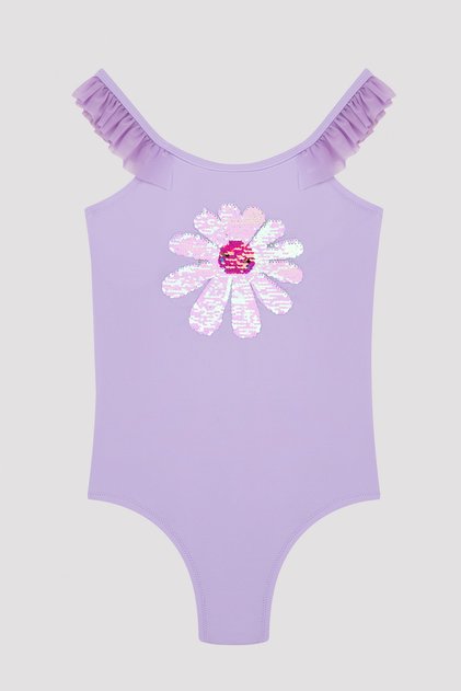 Girl's Daisy Patterned Swimsuit