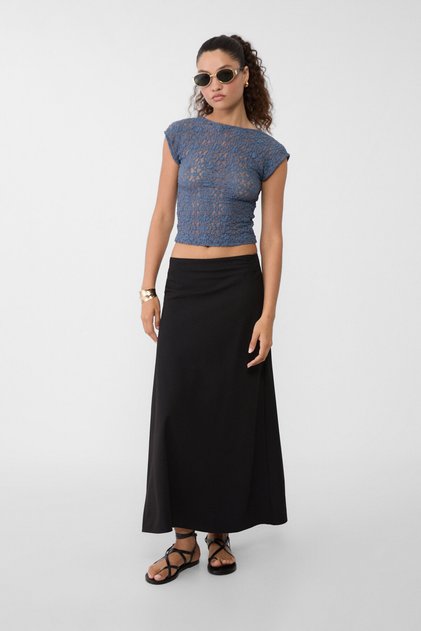 Flowing layered midi skirt