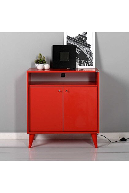 Adore Mobilya London Çok Amaçlı Dolap - Kırmızı 73x79x42 Cm (GXYXD