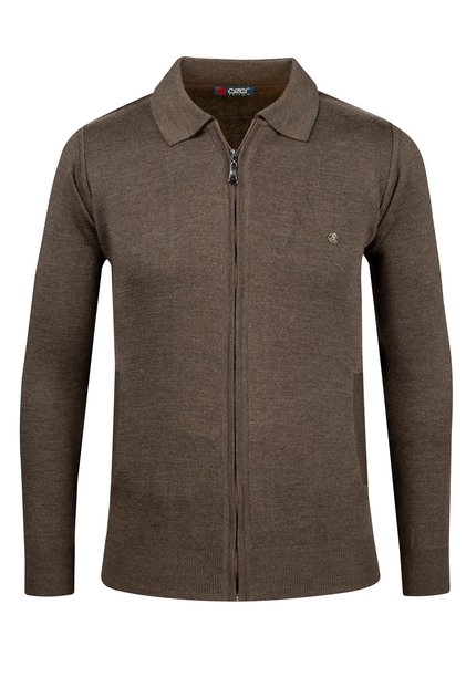 Men's Knitwear Mink Jacket with Zipper Pocket Detail Patterned Steel Knit Classic Fit -4241K