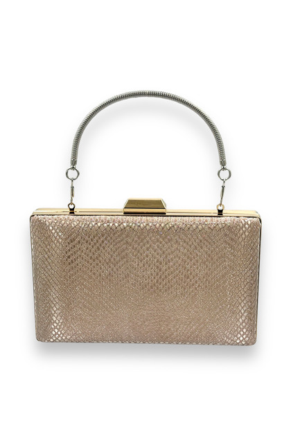 Rose Gold Color Laser Patterned Evening Bag Evening Bag Henna Bag Portfolio Clutch