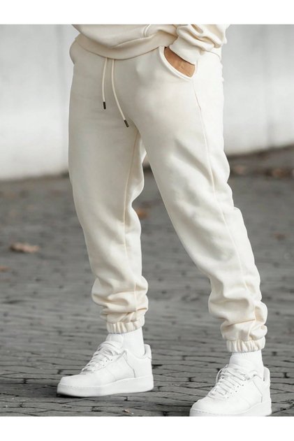 Men's Beige Elastic Leg Oversize Sweatpants