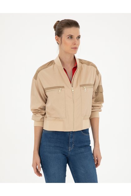 Beige Crop Top Coat 50282396 -Vr011