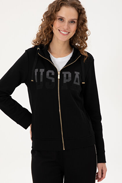 U.S. Polo Assn. Kadın Siyah Basic Kapüşonlu Sweatshirt 50289540