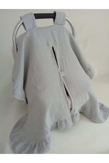 4 Layer Muslin Stroller Cover, Stroller Cushion, Stroller Sheet, 3 Pieces Gray