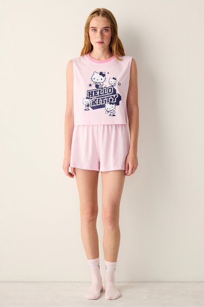 Cotton Sanrio Pink Shorts Pajama Set
