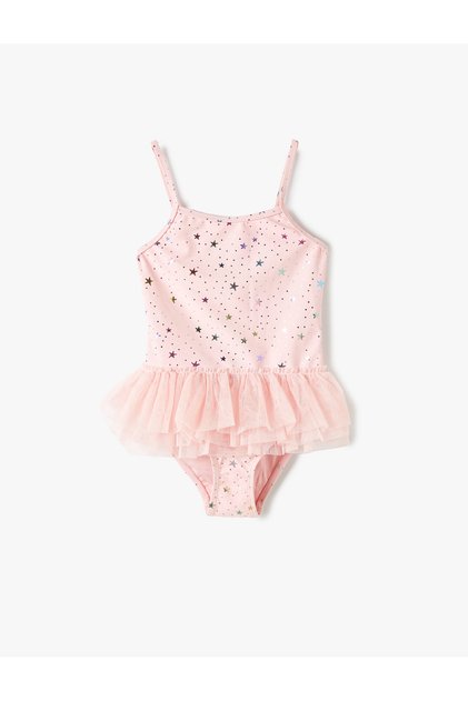Bright Star Printed Tulle Detailed Swimsuit