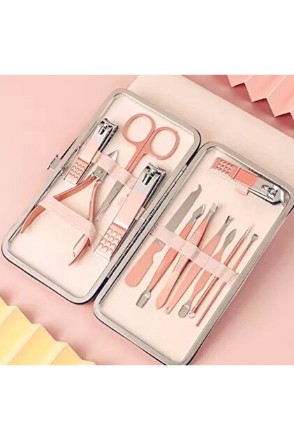 gaman 12'li Rose Gold Çantalı Taşınabilir Kişisel Bakım Seti