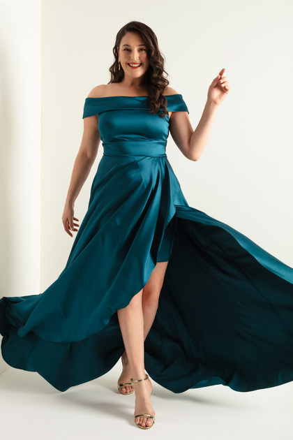 boat neck graduation dress Lace Appliqued Tulle A-Line Prom Dress with Beaded Waist, Boat Neck & –  Viniodress main image 1