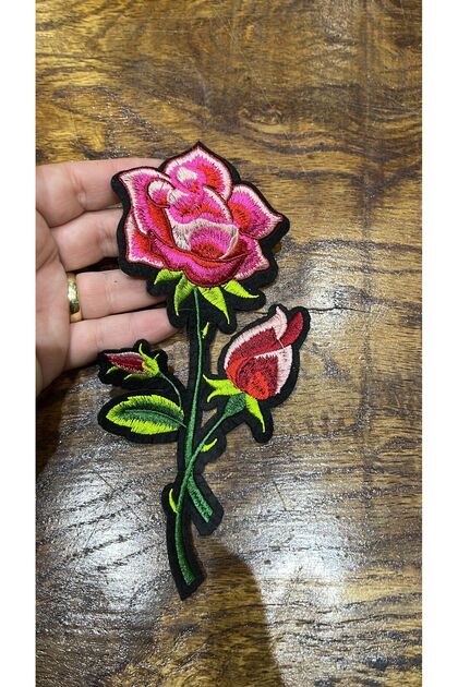 17X9 cm Iron-On Colorful Rose Embroidered Applique