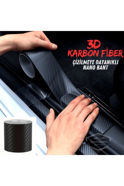 Car Interior 3D Black Carbon Door Threshold Tape Rear Bumper Sill Protection Foil Adhesive Imported 5 Meters