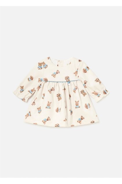 Baby Girl Printed Dress Cream 2810