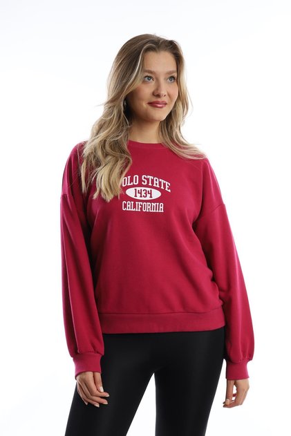 Women's Polo State Printed 3 Thread Sweat Plum