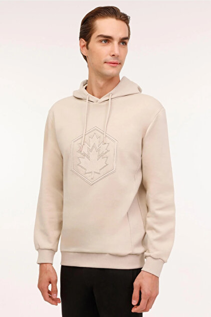 Men's Regular Fit Hooded Sports Sweatshirt 889491 ml Grass Urb2013 Stone