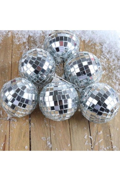 5cm 6Pcs New Year Party Mirrored Silver Disco Ball