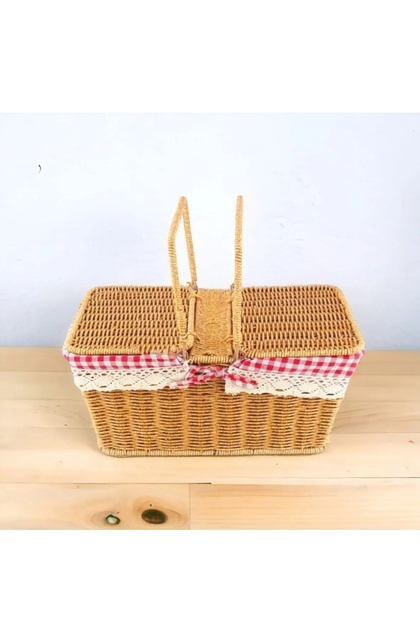 Raddan Synthetic Wicker Rectangular Lid Picnic Basket